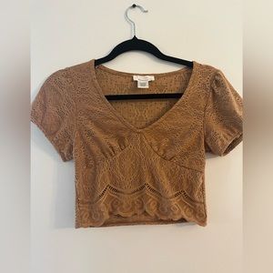 Urban Romantics Tan Lace Crop Top